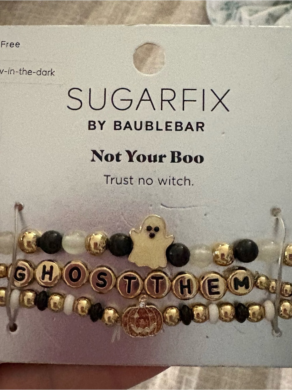 Not Your Boo Gold & Black Ghost Beaded Bracelet Set NWT